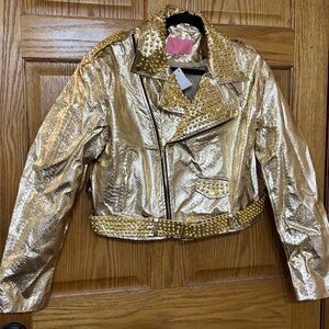 Plus Azalea Wang Gold Finger Moto-jacket (NWT)